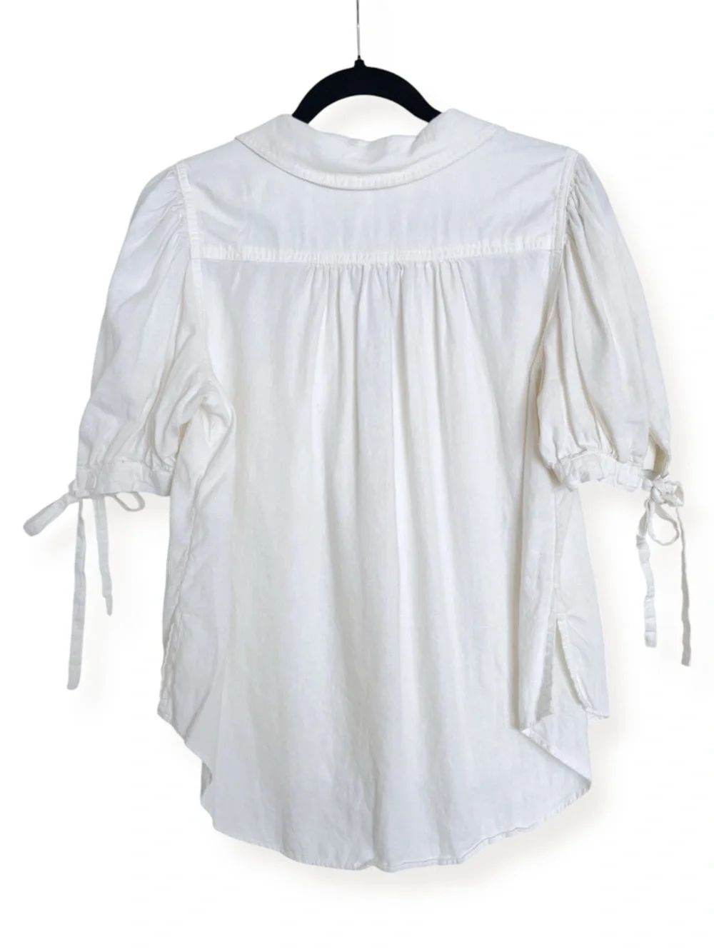 Free People Safari Babe Linen Blend Tie Puff Sleeve Top In Angel Food Small